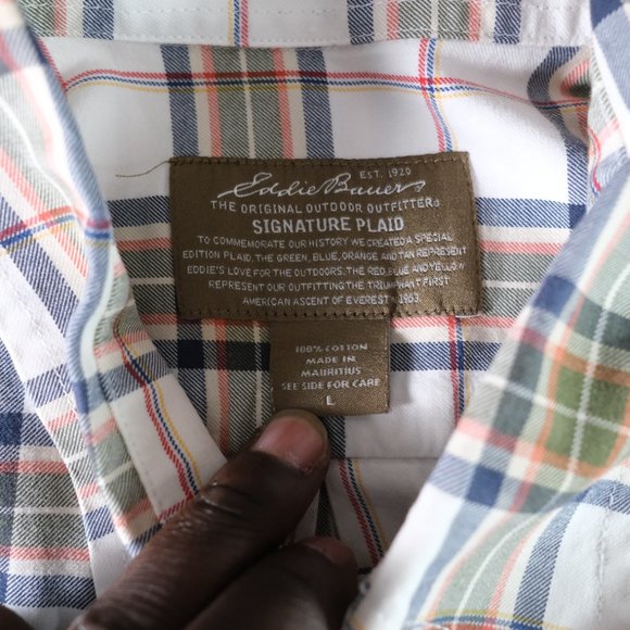 Eddie Bauer Signature Plaid Men's Long Sleeve Casual Button Down Shirt - Picture 6 of 11